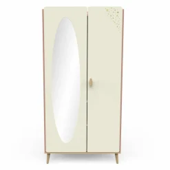 Suzie Kast 2 Deuren + Spiegel Eik/Abricot/Beige