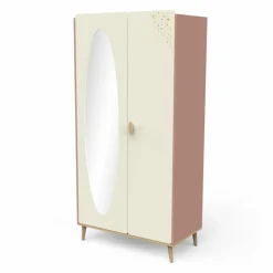Suzie Kast 2 Deuren + Spiegel Eik/Abricot/Beige