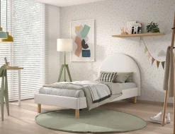 VIPACK Moon Bed 90x200 Cm Wit Bouclé Teddy