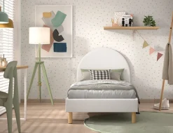 VIPACK Moon Bed 90x200 Cm Wit Bouclé Teddy